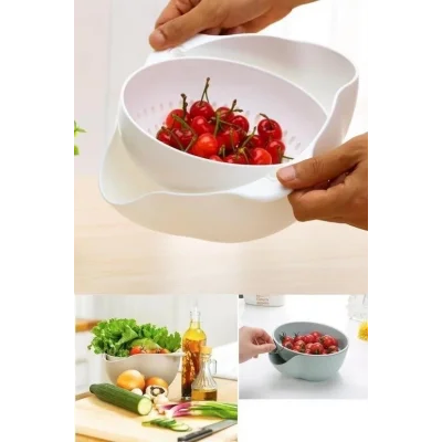  Çok Amaçlı 360 Derece Dönebilir Pratik Hazneli Mutfak Süzgeç Elek