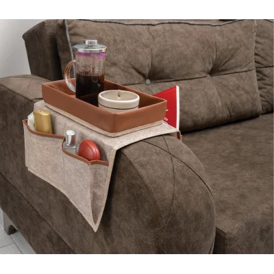 BUĞZ Çok Amaçlı Deri Şeritli Cepli Koltuk Kenarı Düzenleyici 03938 ( BUĞZ )