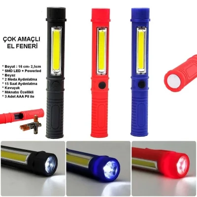 BUĞZ Çok Amaçlı Mıknatıslı Pilli EL Feneri Wt-1905