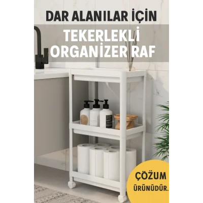 BUĞZ Çok Amaçlı Tekerlekli Raf Arabası – Dar Alanlar İçin Pratik Depolama Çözümü