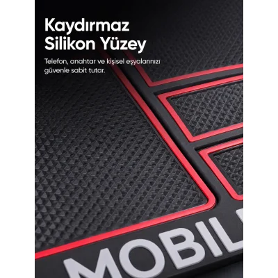 BUĞZ Çok Bölmeli Araç İçi Organizer Mat Kaydırmaz Silikon Telefon Tutuculu Tasarım