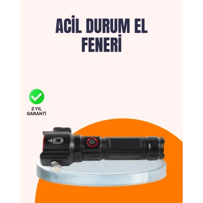 BUĞZ Çok Fonksiyonlu Acil Durum Feneri Yan Işıklı Çekiçli
