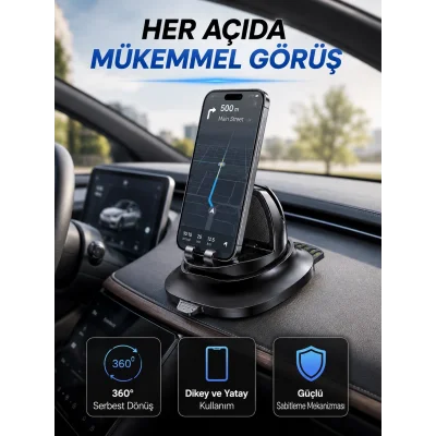 BUĞZ Çok Fonksiyonlu Araç İçi Telefon Tutucu Gizlenebilir Telefon Numarası Özellikli Stand