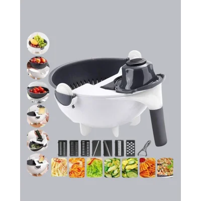 BUĞZ Çok Fonksiyonlu Döner Rende Süzgeç Hazneli Ergonomik Sebze Doğrayıcı - Lisinya