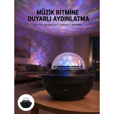 BUĞZ Çok Renkli Projektör Lamba Disko Topu Gece Lambası Kablosuz