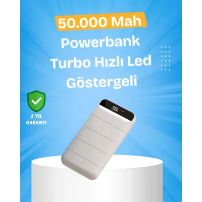 BUĞZ Çoklu Cihaz Uyumlu LED Ekranlı 50000 mAh Powerbank