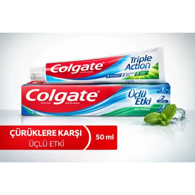 BUĞZ Colgate Üçlü Etki Diş Macunu 50 ml Çürük Koruma & Ferah Nefes 1 ADET