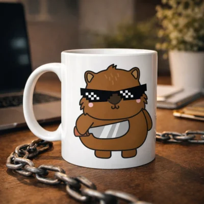 BUĞZ Cool Ayıcık Tasarımlı Porselen Kupa MODEL 84 – Eğlenceli, Karizmatik ve Dikkat Çekici Kahve Kupası