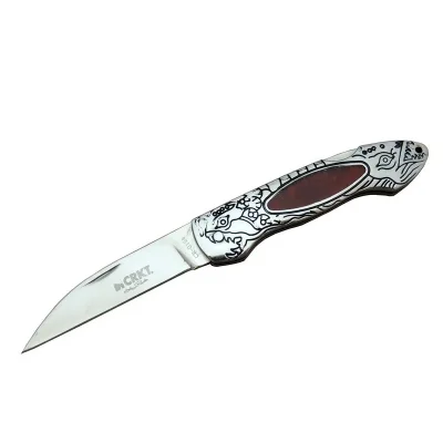  CRKT CR 0124 RD Kamp Çakı 20 cm - Metal Desenli Sap, Kılıflı, Kutulu