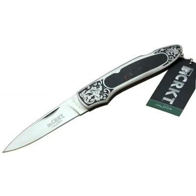  CRKT CR 0128 KHV Kamp Çakı 18 cm - Metal Desenli Sap, Kılıflı, Kutulu
