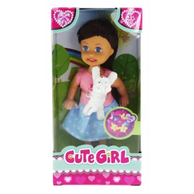  Cute Girl Beyaz Köpekli ve Kumral Mini Bebek