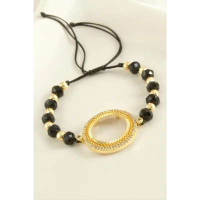  Çyrek Altın Koyulabilir Kristal Taşlı Bileklik