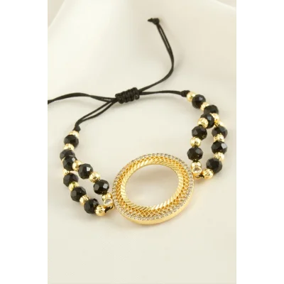  Çyrek Altın Koyulabilir Kristal Taşlı Bileklik