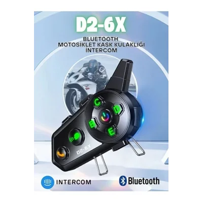 BUĞZ D2-6x 1000m Mesafeli 6 Kanallı İntercom Bluetooth Motosiklet Kask Kulaklığı İntercom Kulaklık