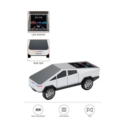 BUĞZ D68 Cyber Model Araba Tasarımlı Bluetooth Hoparlör 15w Güçlü Ses Rgb Led /tws/usb Beyaz