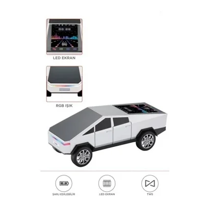 BUĞZ D68 Cyber Model Araba Tasarımlı Bluetooth Hoparlör 15w Güçlü Ses Rgb Led /tws/usb Beyaz