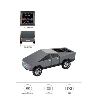 BUĞZ D68 Cyber Model Araba Tasarımlı Bluetooth Hoparlör 15w Güçlü Ses Rgb Led /tws/usb Gri