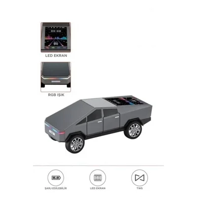 BUĞZ D68 Cyber Model Araba Tasarımlı Bluetooth Hoparlör 15w Güçlü Ses Rgb Led /tws/usb Gri