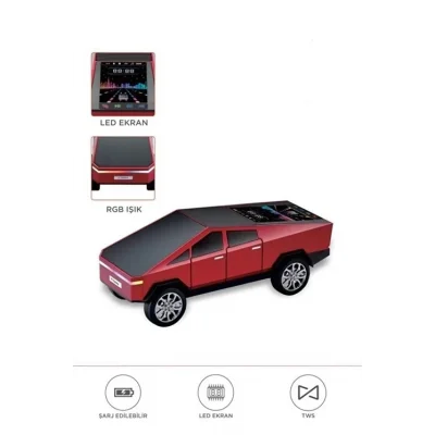 BUĞZ D68 Cyber Model Araba Tasarımlı Bluetooth Hoparlör 15w Güçlü Ses Rgb Led /tws/usb Kırmızı