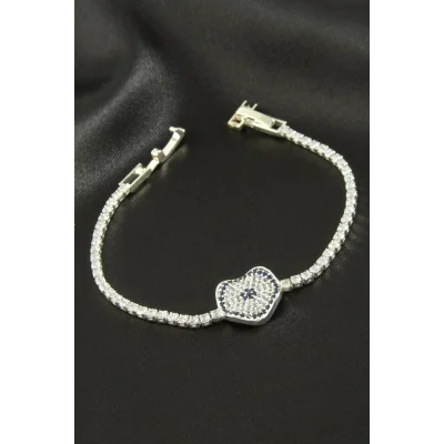 BUĞZ Dalgalı Oval Zirkon Taşlı Çocuk Bileklik 16 cm