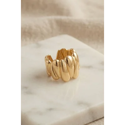 BUĞZ Damla Dilimli Gövde Gold Renk Bohem Yüzük