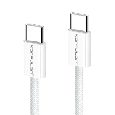 BUĞZ Dc130 2m 60w Type-c To Type-c Örgülü Hızlı Şarj Kablosu - Beyaz