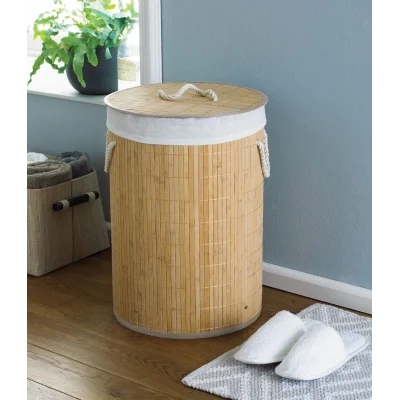 BUĞZ DecoHandy Yuvarlak Bambu Kirli Sepeti