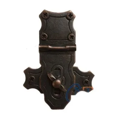  Dekoratif Anahtarlı Sandık Askısı - 40x55mm, Oksit, 1 Adet