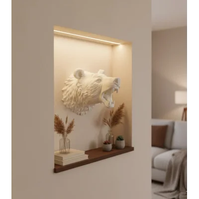 BUĞZ Dekoratif Beyaz Ayı Duvar Heykeli Asılabilir Hediyelik 25x19 cm