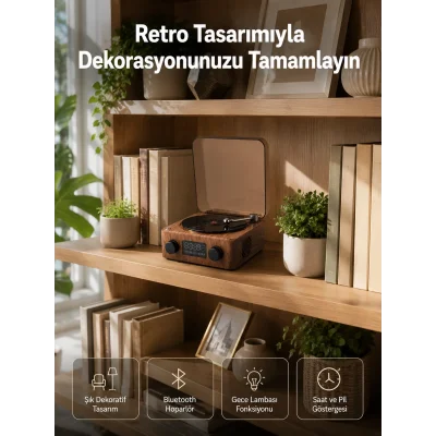 BUĞZ Dekoratif Gece Işıklı Bluetooth Hoparlör – Saatli Tasarım Yeni Nesil