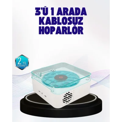 BUĞZ Dekoratif Gece Işıklı Bluetooth Hoparlör – Zaman ve Pil Ekranlı