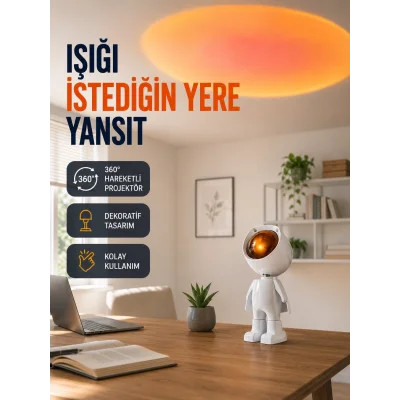 BUĞZ Dekoratif Gün Batımı Işığı – Astronot Figürlü Yeni Nesil