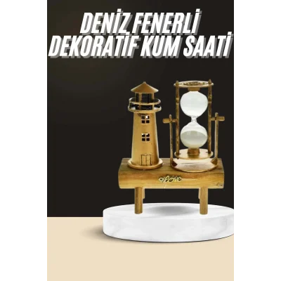 BUĞZ Dekoratif Kum Saati Deniz Feneri Retro Masa Hediyeli Eşya