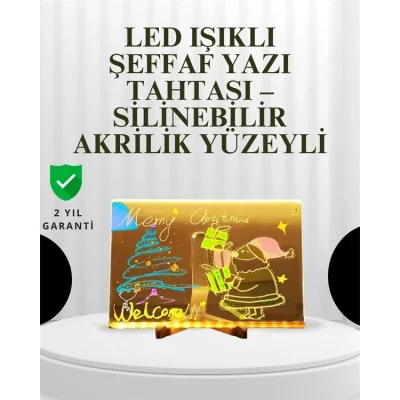 BUĞZ Dekoratif LED Yazı Tahtası – Silinebilir, Neon Kalemli, Planlama ve Hatırlatma İçin İdeal