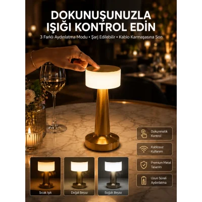 BUĞZ Dekoratif Masa Lambası Dokunmatik Renk Değiştirebilen Gece Lambası