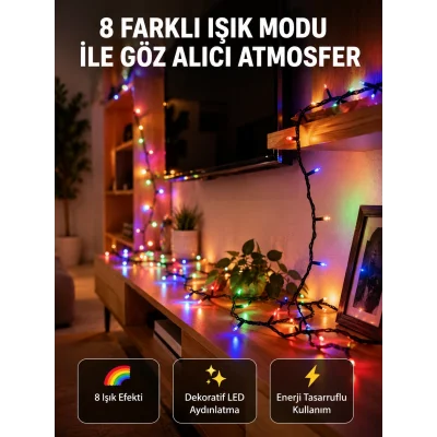 BUĞZ Dekoratif Peri Led 5 m 50 Ampullü Şeffaf Kablo Aydınlatma Yeni Nesil