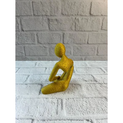 BUĞZ Dekoratif Sarı İnsan Figürü Modern Masa ve Raf Süsü - Lisinya