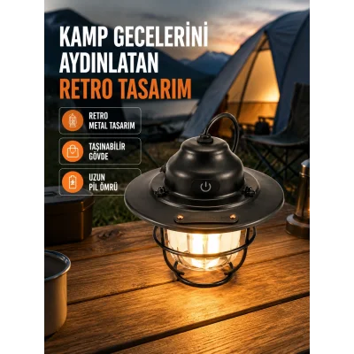 BUĞZ Dekoratif ve Fonksiyonel Taşınabilir Kamp Gece Lambası