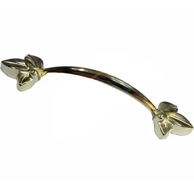 BUĞZ Dekoratif Zamak Yaprak Kulp - 96mm, Sarı, 1 Adet