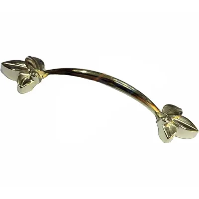 BUĞZ Eco Lounge Dekoratif Zamak Yaprak Kulp - 96mm, Sarı, 1 Adet