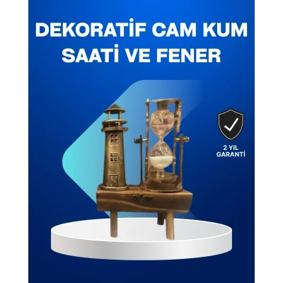 BUĞZ Deniz Feneri Tasarımlı Ahşap Kum Saati – Retro Masa Aksesuarı