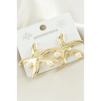  Deniz Yıldızı Metal İnci Küpe