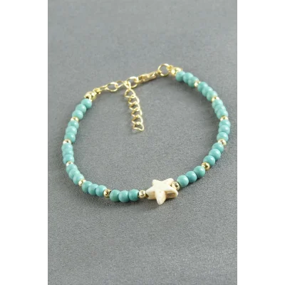 BUĞZ Deniz Yıldızı Turkuaz Boncuk Bileklik