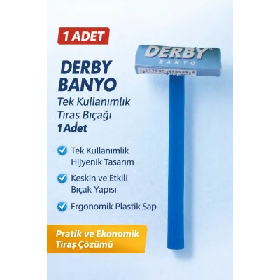 BUĞZ Derby Banyo Tek Kullanımlık Tıraş Bıçağı 1 Adet Plastik Saplı Pratik Tıraş Jileti