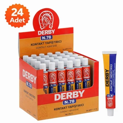 BUĞZ Derby N.78 Kontakt Yapıştırıcı 40 Gr 24 Adet Standlı Kutulu Güçlü Genel Amaçlı Yapıştırıcı