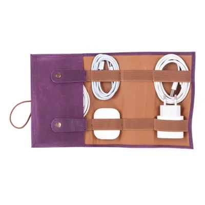  Deri Kablo Aksesuar Taşıma Çantası Antik Mor