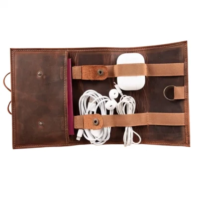  Deri Kablo Aksesuar Taşıma Çantası G2 Antik Kahve