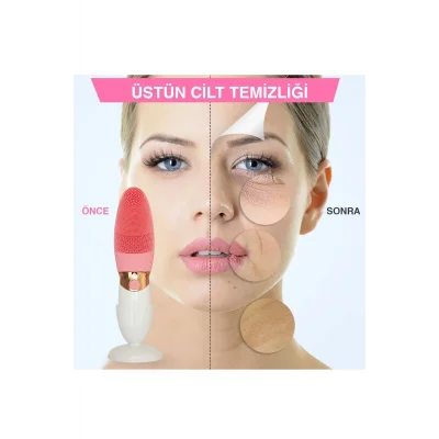  Derin Gözenek Temizliği İçin İnce Kaba Silikon Uçlu Elektrikli Yüz Temizleme Fırçası