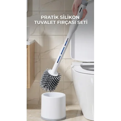 BUĞZ Deterjan Hazneli Silikon Tuvalet Fırçası Temizlik Seti