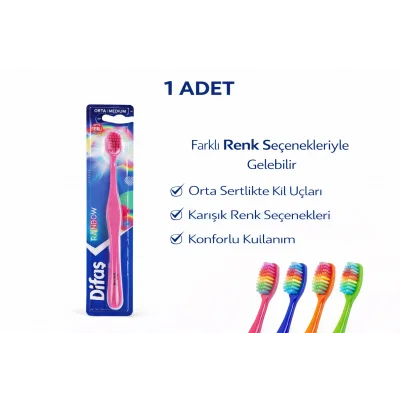 BUĞZ Difas Rainbow Orta Sert Diş Fırçası Medium 1ADET